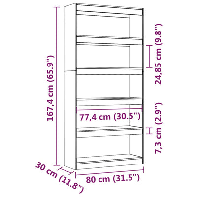 Book Cabinet/Room Divider White 80x30x167.4 cm Solid Wood Pine Payday Deals