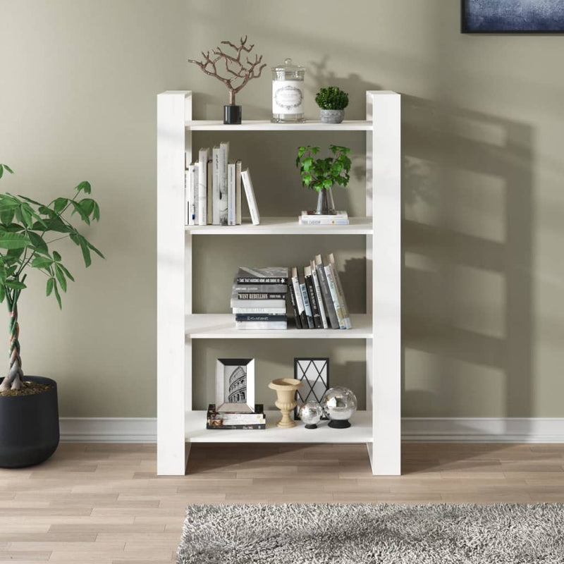 Book Cabinet/Room Divider White 80x35x125 cm Solid Wood Pine Payday Deals