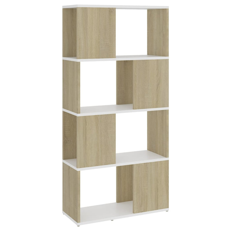 Book Cabinet Room Divider White and Sonoma Oak 60x24x124.5 cm Payday Deals
