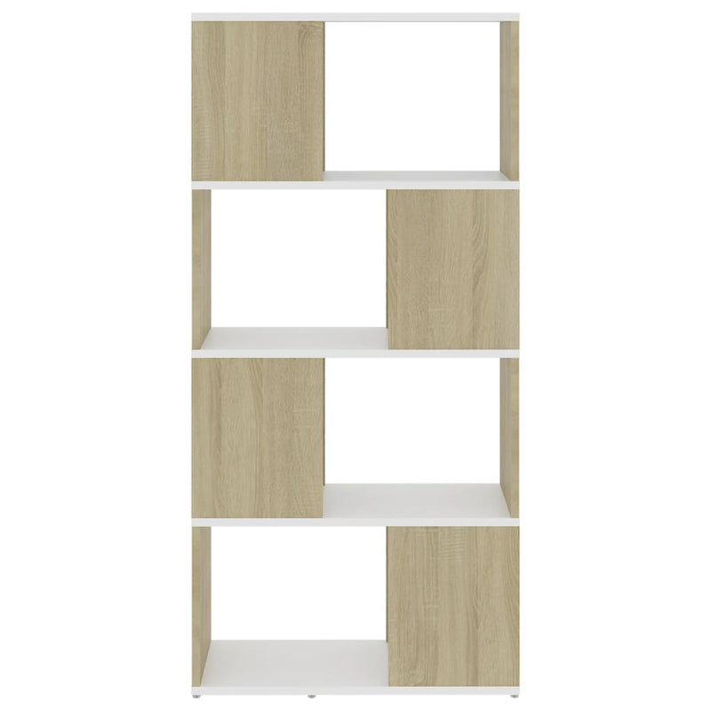 Book Cabinet Room Divider White and Sonoma Oak 60x24x124.5 cm Payday Deals