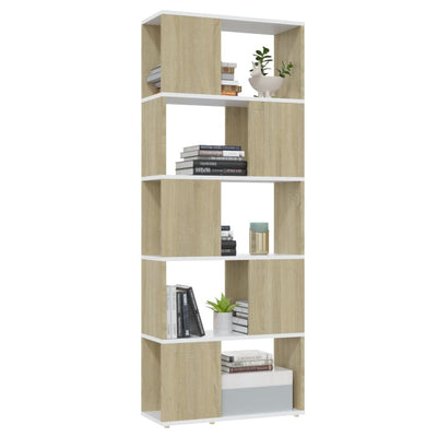 Book Cabinet Room Divider White&Sonoma Oak 60x24x155 cm Payday Deals