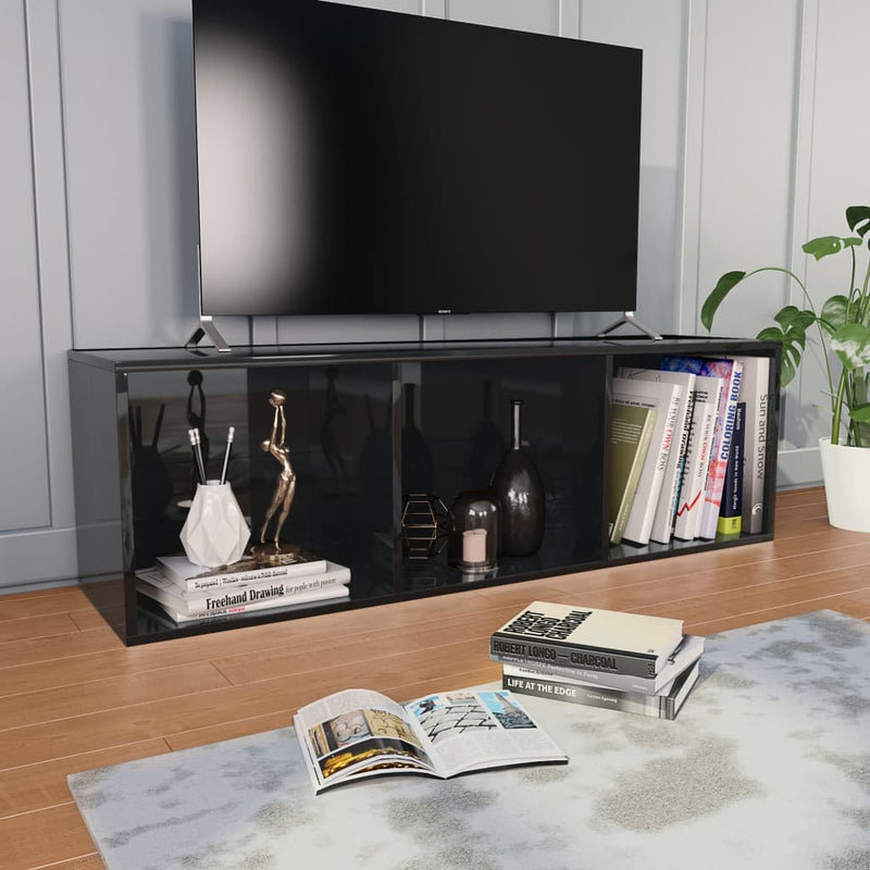 Book Cabinet/TV Cabinet High Gloss Black 36x30x114 cm Engineered Wood Payday Deals