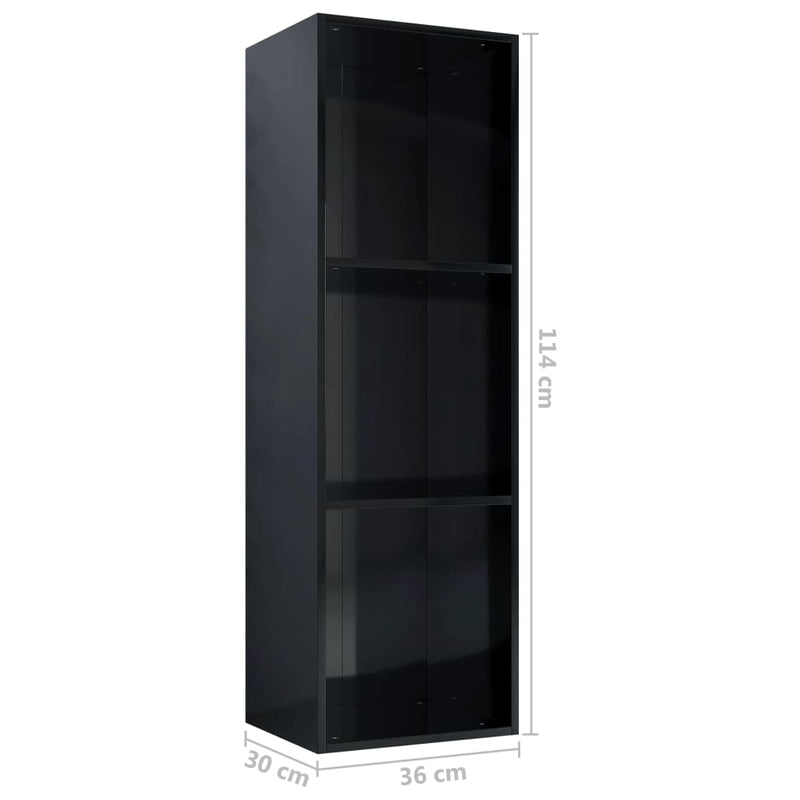 Book Cabinet/TV Cabinet High Gloss Black 36x30x114 cm Engineered Wood Payday Deals