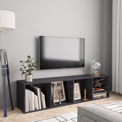 Book Cabinet/TV Cabinet High Gloss Grey 143x30x36 cm Payday Deals