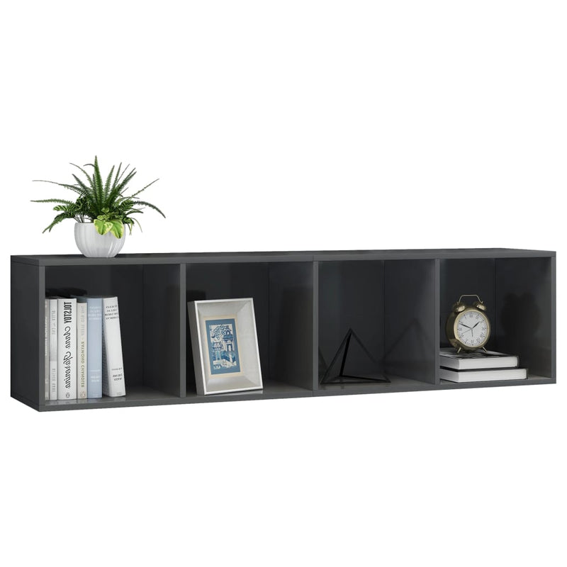 Book Cabinet/TV Cabinet High Gloss Grey 143x30x36 cm Payday Deals