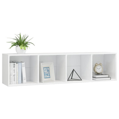 Book Cabinet/TV Cabinet High Gloss White 143x30x36 cm Payday Deals