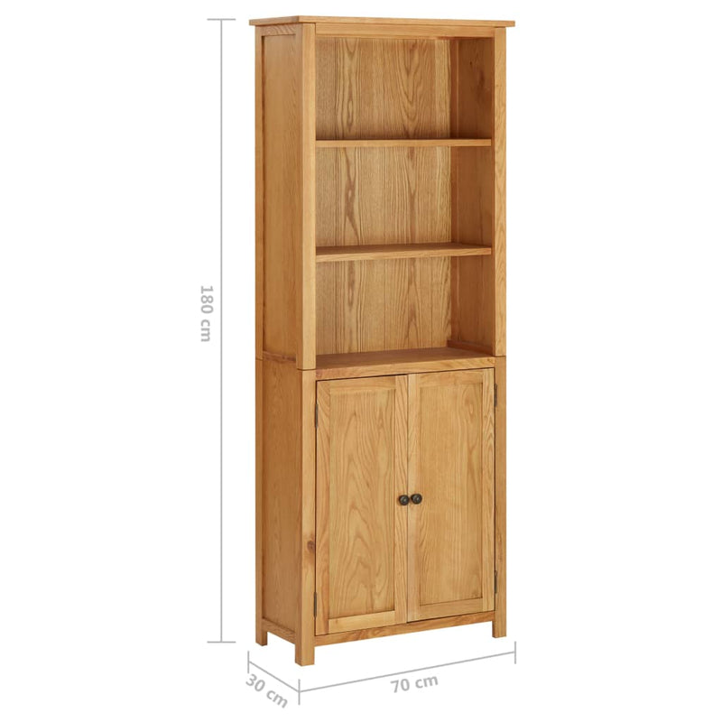 Bookcase with 2 Doors 70x30x180 cm Solid Oak Wood Payday Deals