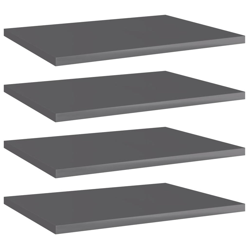 Bookshelf Boards 4 pcs High Gloss Grey 40x30x1.5 cm Chipboard Payday Deals