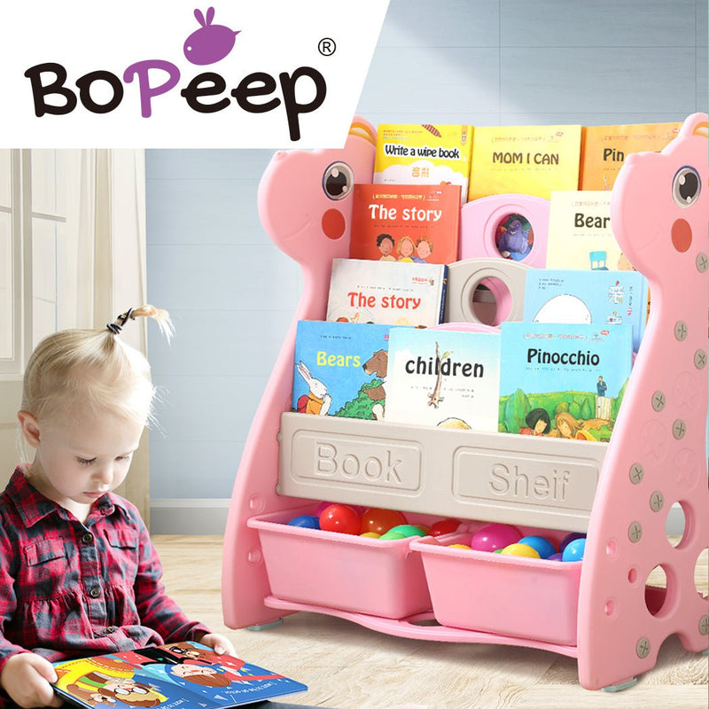 BoPeep Kids Bookshelf Bookcase Magazine Rack Organiser Shelf Children Pink Payday Deals