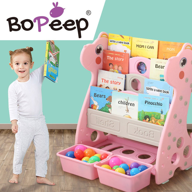 BoPeep Kids Bookshelf Bookcase Magazine Rack Organiser Shelf Children Pink Payday Deals