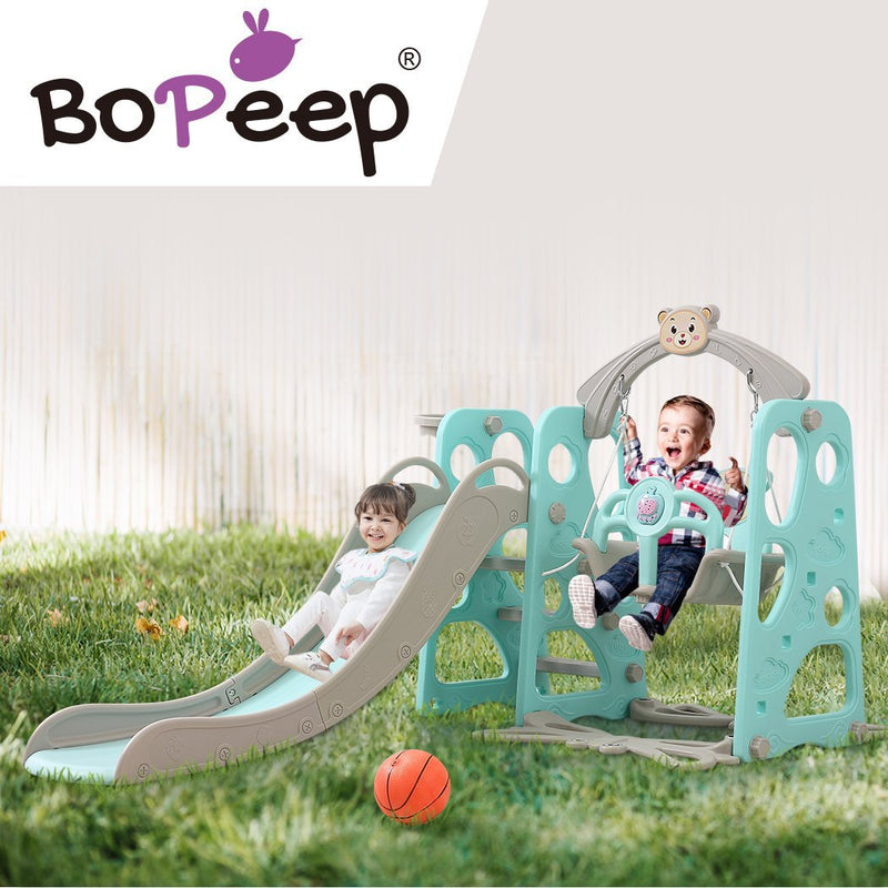 BoPeep Kids Slide Swing Basketball Ring Activity Center Toddlers Play Set Blue Payday Deals