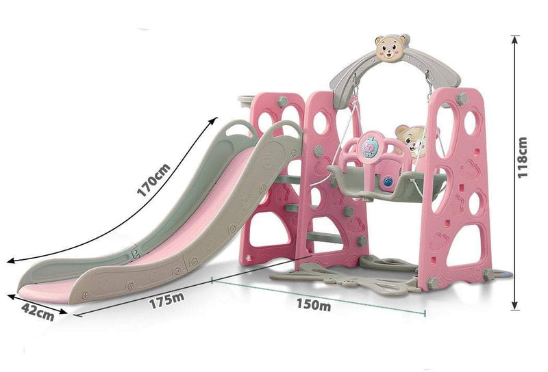 BoPeep Kids Slide Swing Basketball Ring Activity Center Toddlers Play Set Pink Payday Deals
