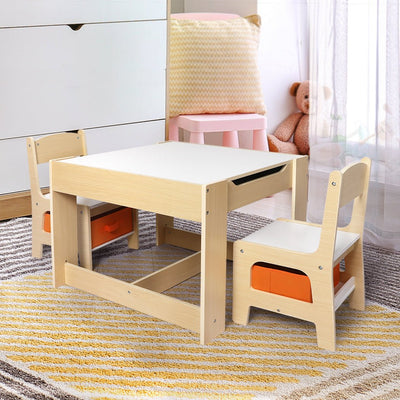 BoPeep Kids Table and Chairs Set Storage Box Toys Play Desk Wooden Study Payday Deals