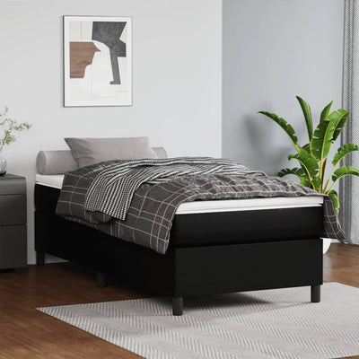 Box Spring Bed with Mattress Black 107x203 cm King Single Faux Leather