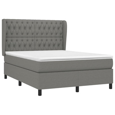 Box Spring Bed with Mattress Dark Grey 137x190 cm Double Fabric Payday Deals