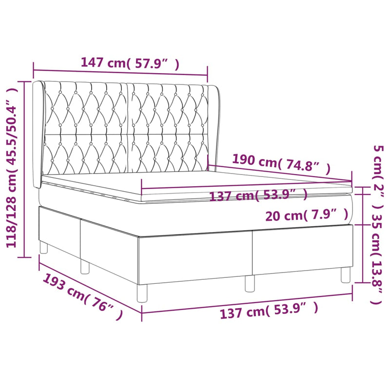 Box Spring Bed with Mattress Dark Grey 137x190 cm Double Fabric Payday Deals