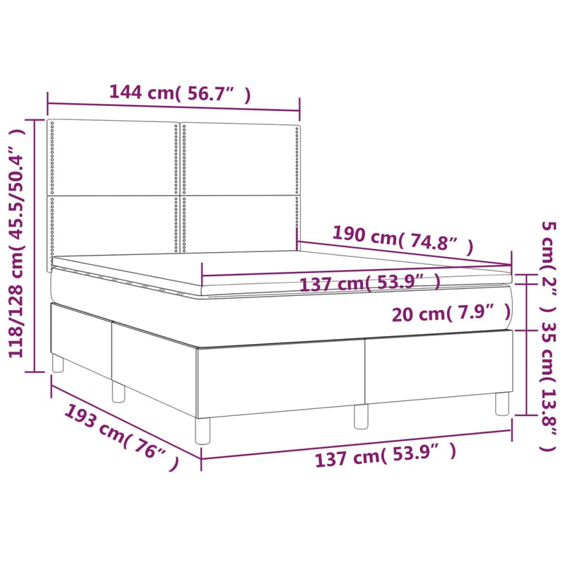 Box Spring Bed with Mattress Dark Grey 137x190 cm Double Fabric Payday Deals