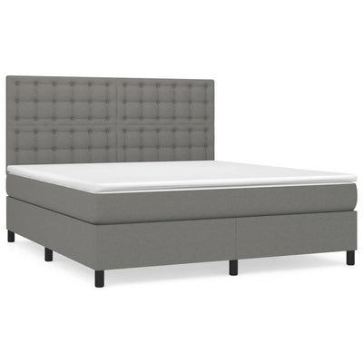 Box Spring Bed with Mattress Dark Grey 152x203 cm Queen Fabric Payday Deals