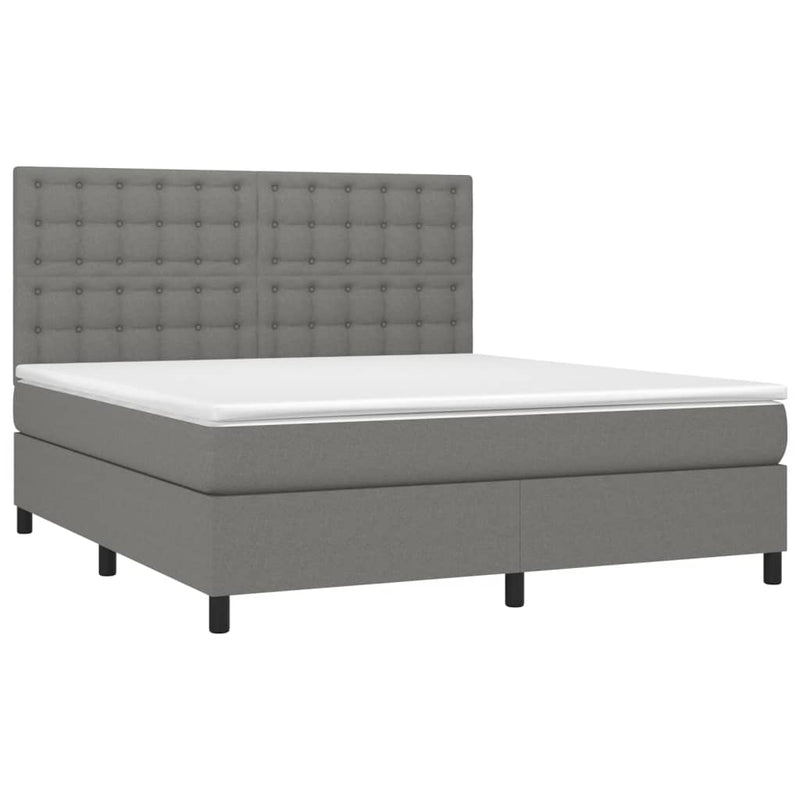 Box Spring Bed with Mattress Dark Grey 152x203 cm Queen Fabric Payday Deals