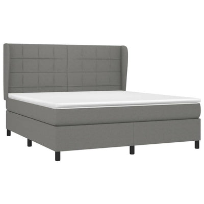 Box Spring Bed with Mattress Dark Grey 152x203 cm Queen Fabric Payday Deals