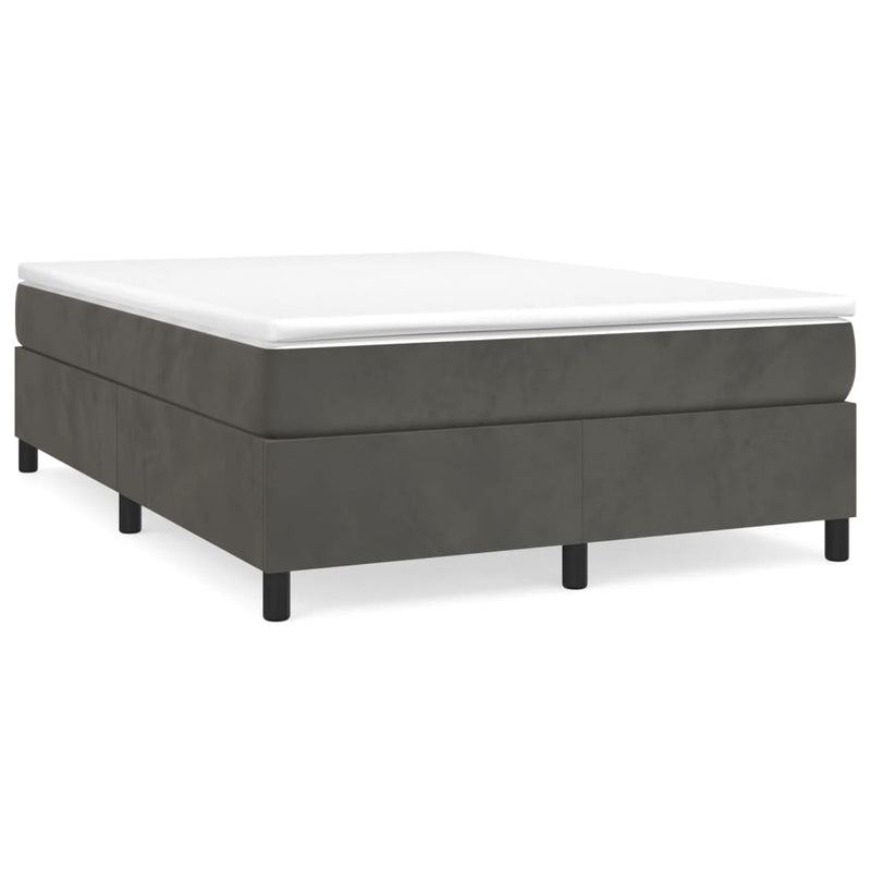 Box Spring Bed with Mattress Dark Grey 152x203 cm Queen Velvet Payday Deals