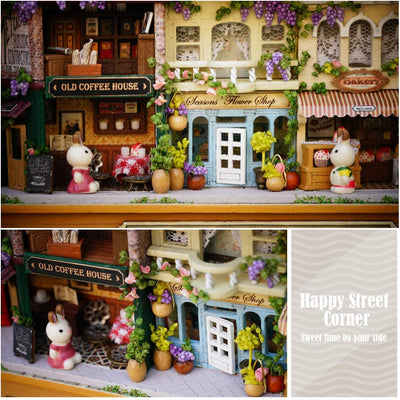 Box Theatre Doll House Furniture Miniature, 1:24 Dollhouse Kit for Kids (Happy Corner) Payday Deals