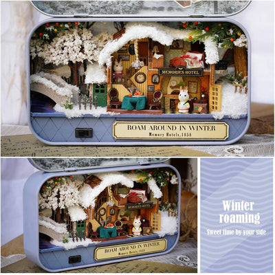 Box Theatre Doll House Furniture Miniature, 1:24 Dollhouse Kit for Kids (in Winter) Payday Deals