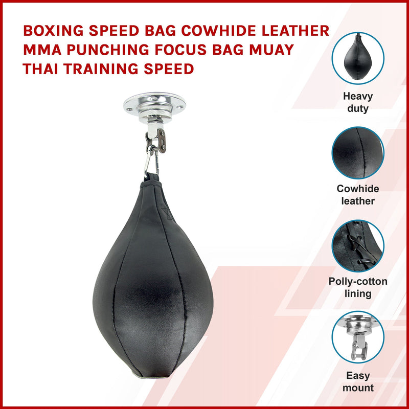 Boxing Speed Bag CowHide Leather MMA Punching Focus Bag Muay Thai Training Speed Payday Deals