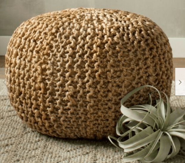 Braided Ottoman Jute Pouffe Footstool Hand Knitted Payday Deals