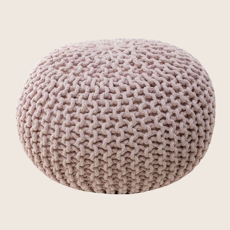 Braided Ottoman Pouffe Footstool Hand Knitted (Blush Pink) Payday Deals