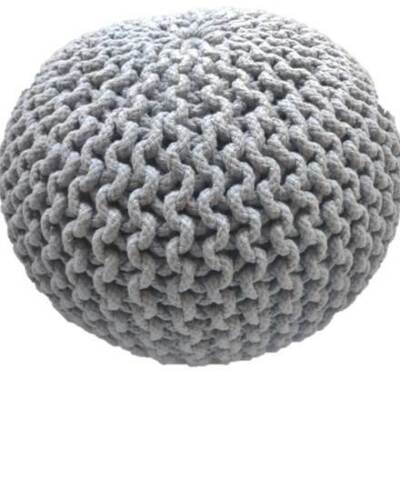 Braided Ottoman Pouffe Footstool Hand Knitted (Light Grey) Payday Deals