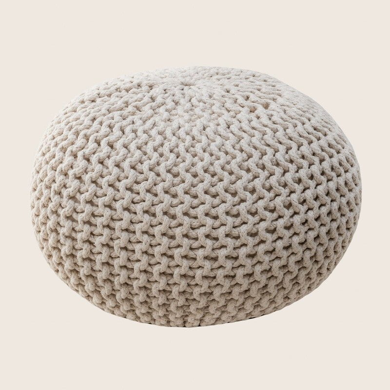 Braided Ottoman Pouffe Footstool Hand Knitted (Natural) Payday Deals
