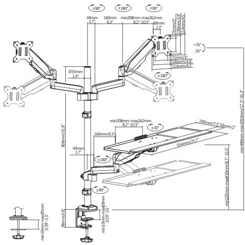 Brateck Gas Spring Sit-Stand Workstation Dual Monitors Mount Payday Deals