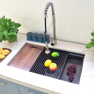 BRIENZ 32-inch Nano Workstation Ledge Undermount 16 Gauge Stainless Steel Kitchen Sink Single Bowl Payday Deals