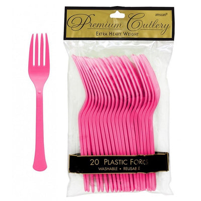 Bright Pink Plastic Forks 20 Pack