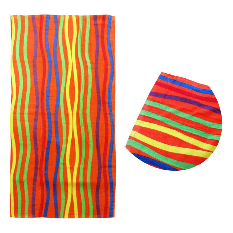 Bright Stripes Cotton Velour Printed Beach Towel Payday Deals