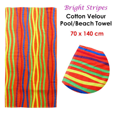 Bright Stripes Cotton Velour Printed Beach Towel Payday Deals