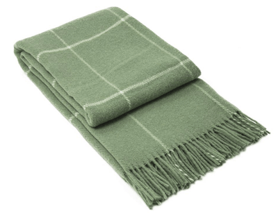 Brighton Throw - 100% NZ Wool - Sage Striped Payday Deals
