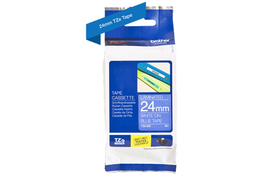 BROTHER 1PK 100% Compatible for Brother P-Touch TZe 555 White on Blue TZE Tape Label, Length 8m (26.2ft) Width: 24mm (1 inch) Good for hot and cold environments Payday Deals