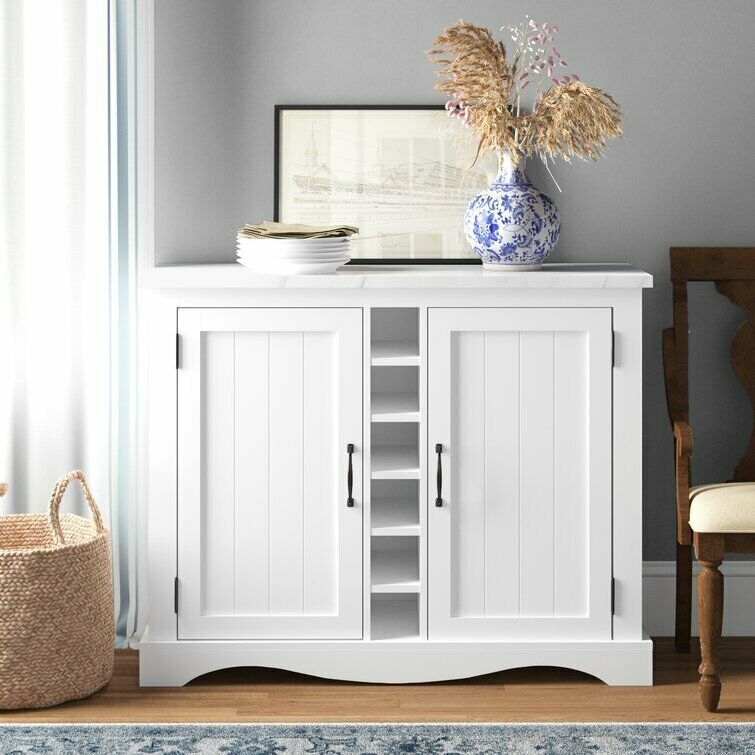 Bruel Faux Marble Top Sideboard Buffet 120cm Console Table Living Room Bathroom Kitchen Storage Cabinet Payday Deals