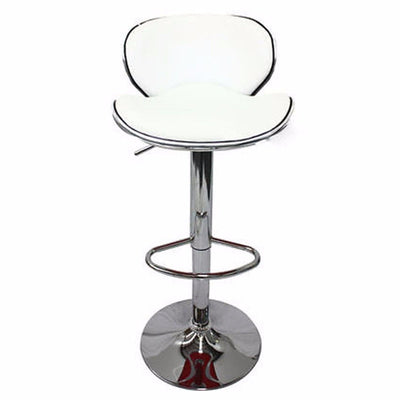 2X WhiteBar Stools Faux Leather Mid High Back Adjustable Crome Base Gas Lift Swivel Chairs - Payday Deals