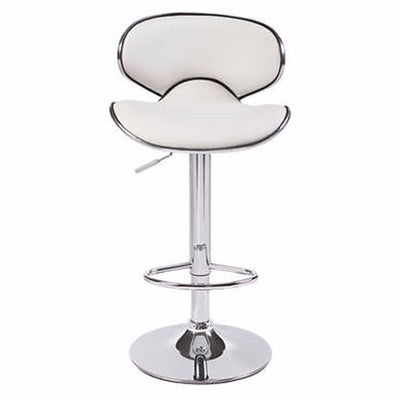 2X WhiteBar Stools Faux Leather Mid High Back Adjustable Crome Base Gas Lift Swivel Chairs - Payday Deals