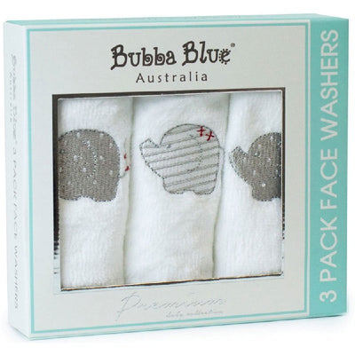 Bubba Blue 3-Pack Baby Infant Face Washers Petit Elephant
