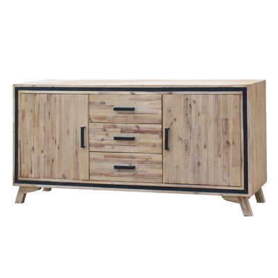 Buffet Sideboard in Silver Brush Colour with Solid Acacia & Veneer Wooden Frame Storage Cabinet with Drawers Payday Deals