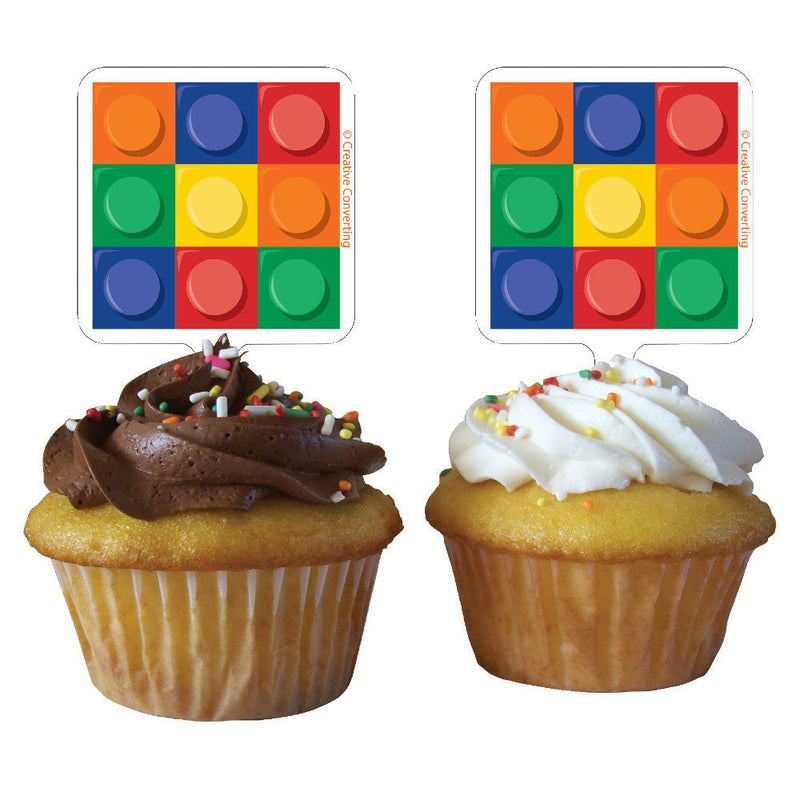 Building Block Party Supplies - Cupcake Toppers 12 Pack - Payday Deals