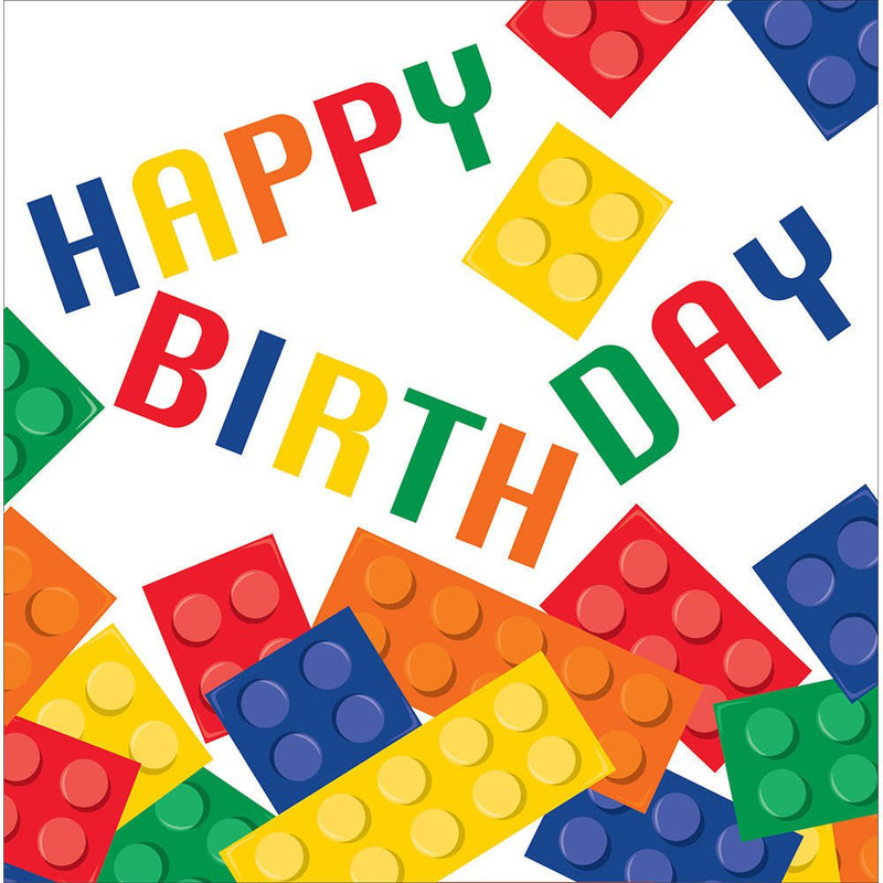 Building Block Party Supplies Happy Birthday Lunch Napkins 16 Pack Payday Deals