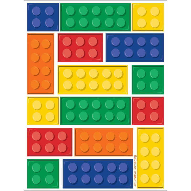 Building Block Party Supplies Stickers 4 Sheets Payday Deals