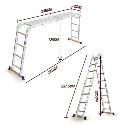 BULLET Pro 4.7m Multi-Purpose Ladder Aluminium Extension Folding Adjustable Step Payday Deals