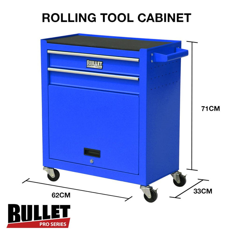 BULLET Tool Kit Chest Cabinet Box Set Storage Metal Wheels Rolling Drawers Steel Blue Payday Deals