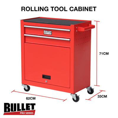 BULLET Tool Kit Chest Cabinet Box Set Storage Metal Wheels Rolling Drawers Steel Red Payday Deals